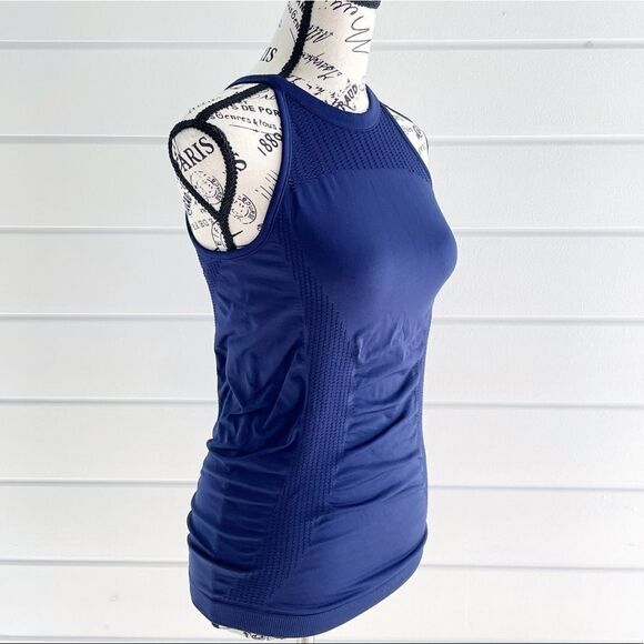Athleta Diamond Mesh Navy Trophy Tank Top XS - Picture 4 of 8